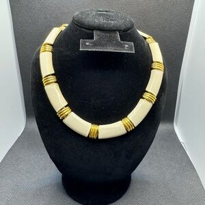 Napier Gold-Tone and Cream enameled Link necklace